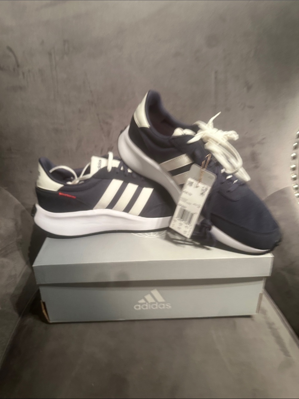 adidas Men’s Navy and White Casual Sneakers